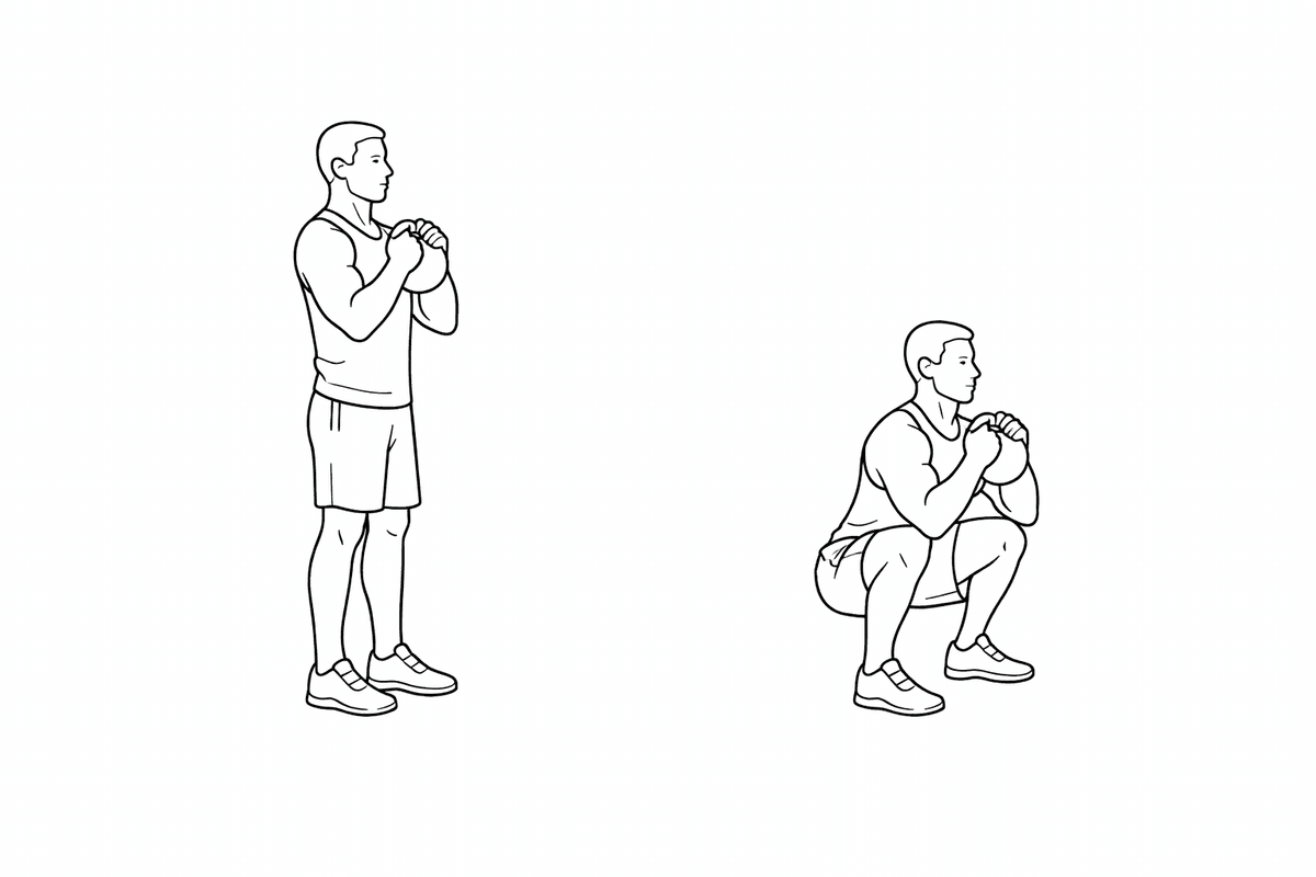 Goblet Squat — start and end position
